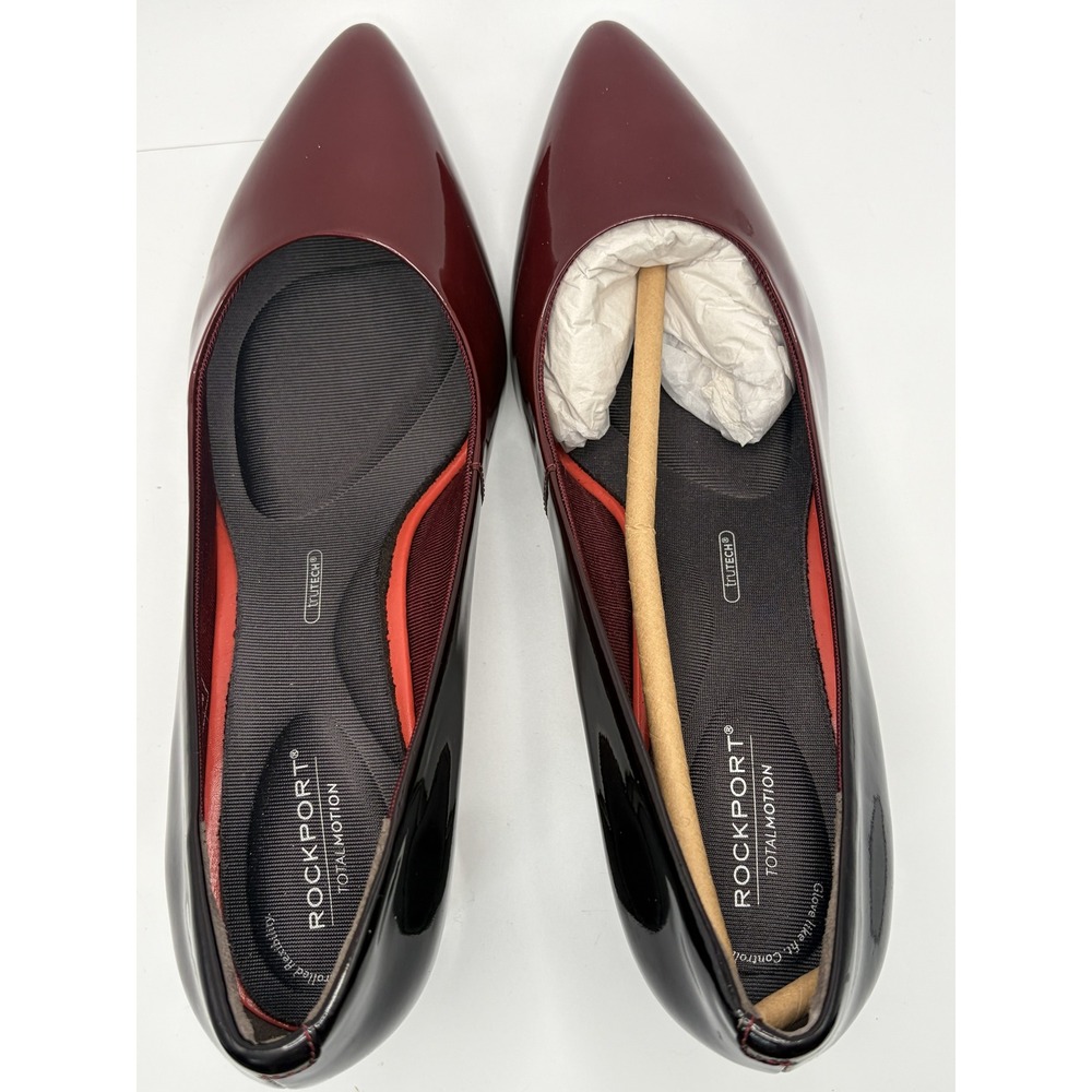 Rockport Total Motion Ombre Patent Leather Block Heel Pumps Burgundy Black 7.5